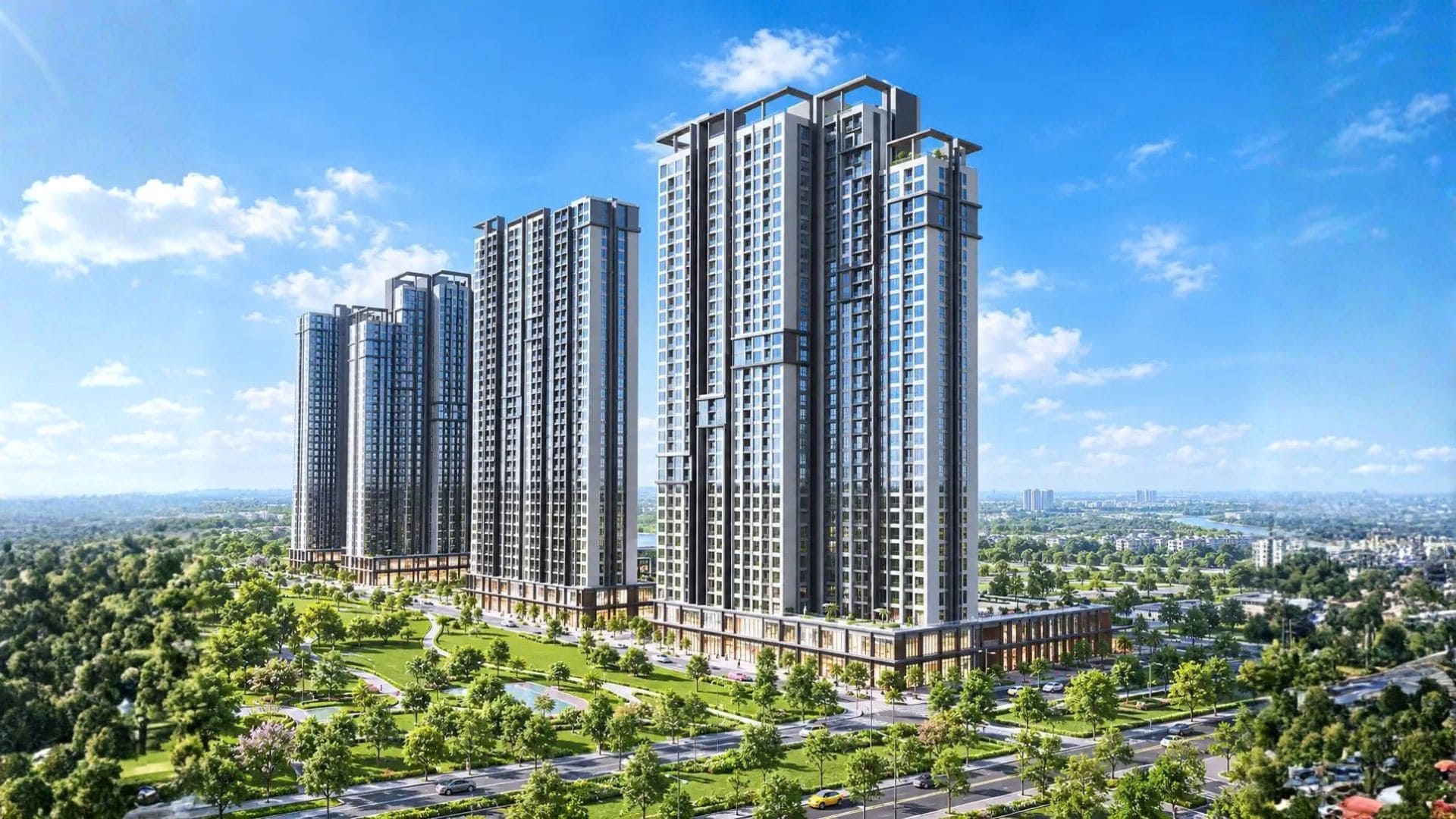 Phối cảnh các tòa căn hộ The CityOn Imperia Ocean City nhìn từ trục đường chính