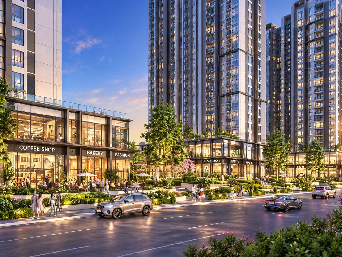 Phối cảnh dãy shophouse thương mại sầm uất tại tổ hợp Imperia Ocean City